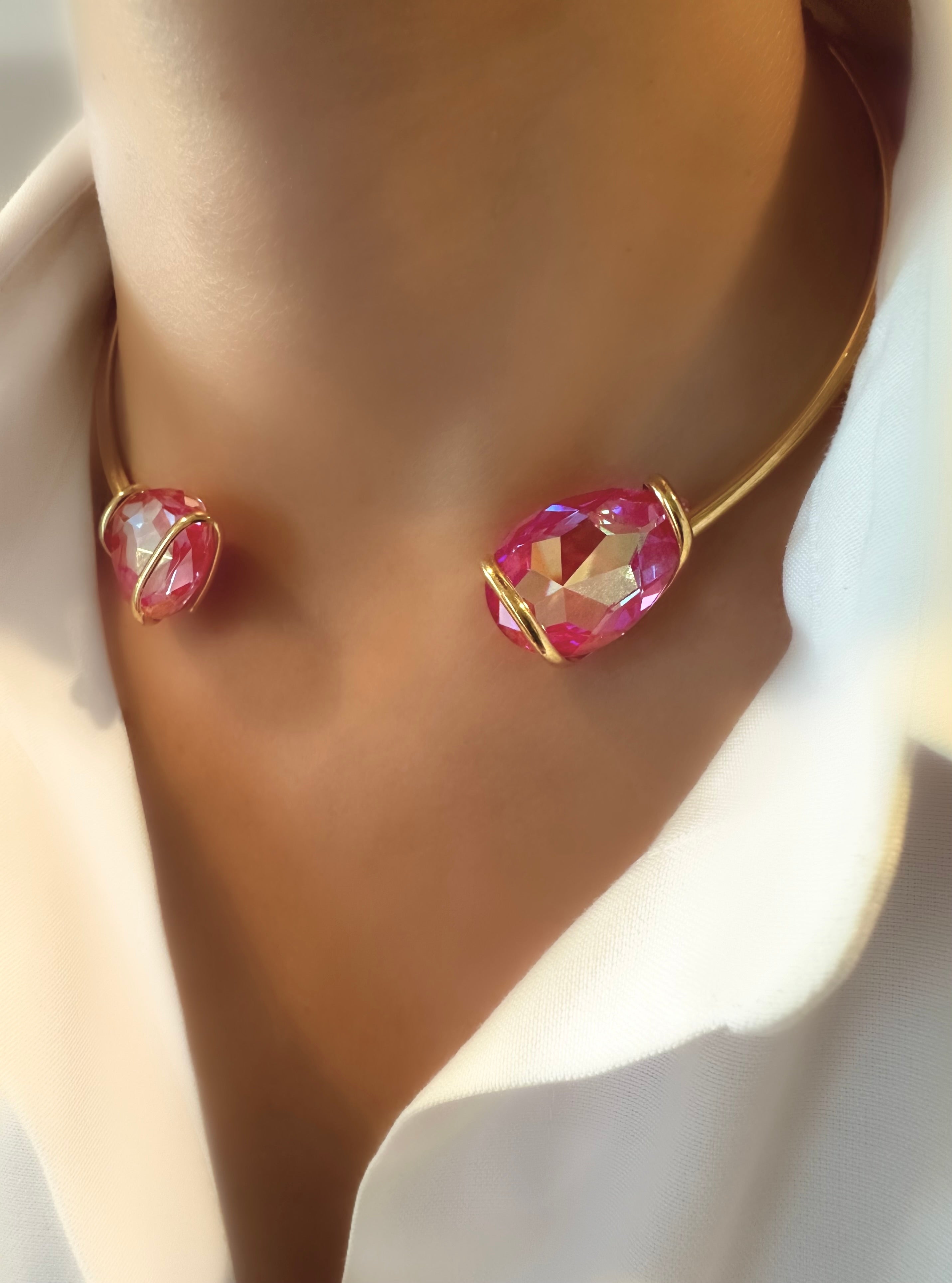 Collar Cocktail Rosa (Plata 925 bañada oro) (RBJ*)