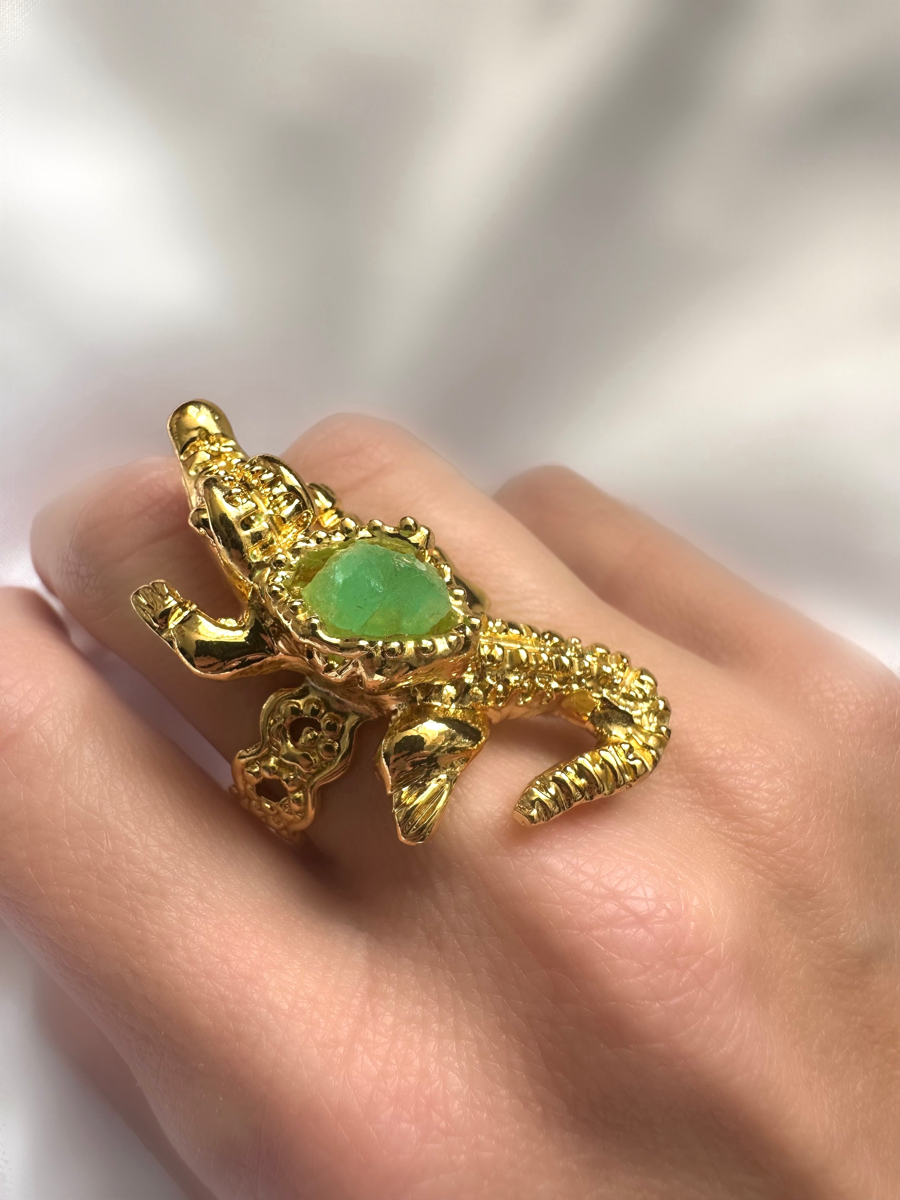 Emerald Crocodile Ring