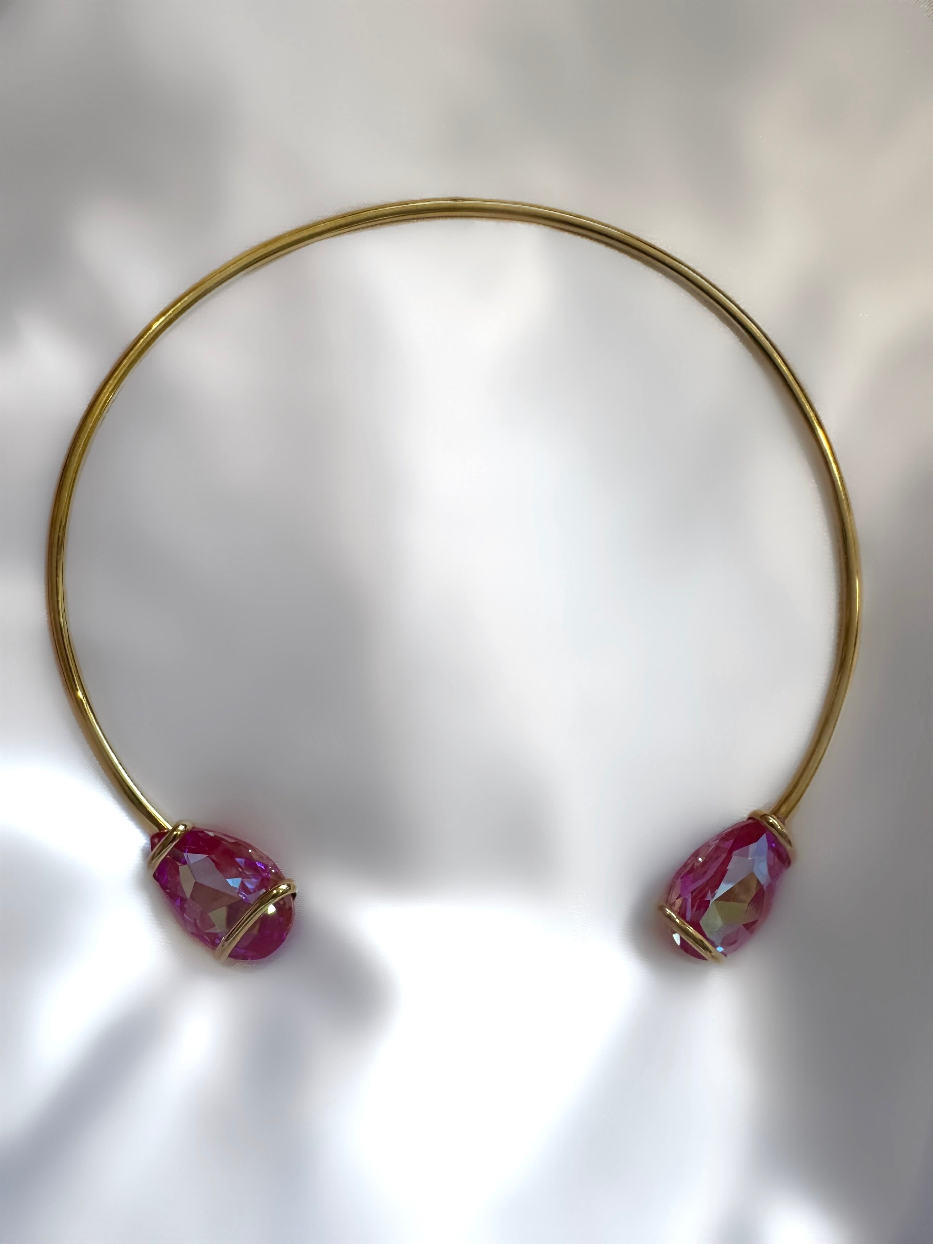 Collar Cocktail Rosa (Plata 925 bañada oro) (RBJ*)