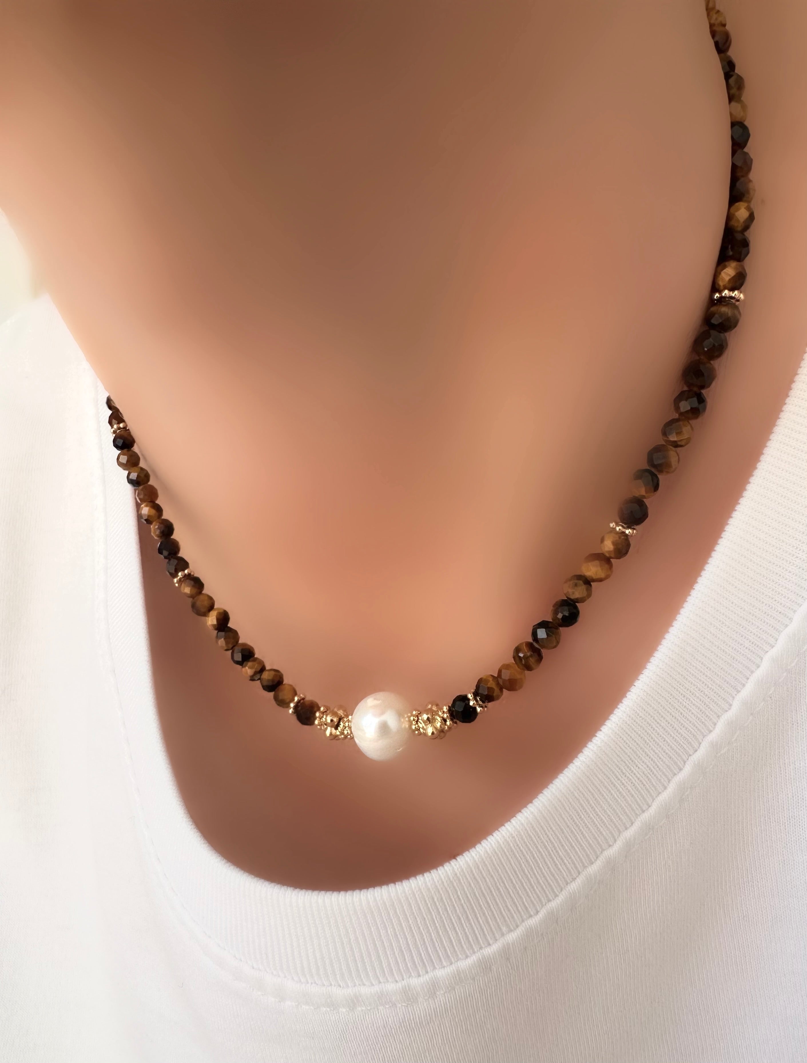 Collar Stones Ronda Tiger Eye (Pearl)