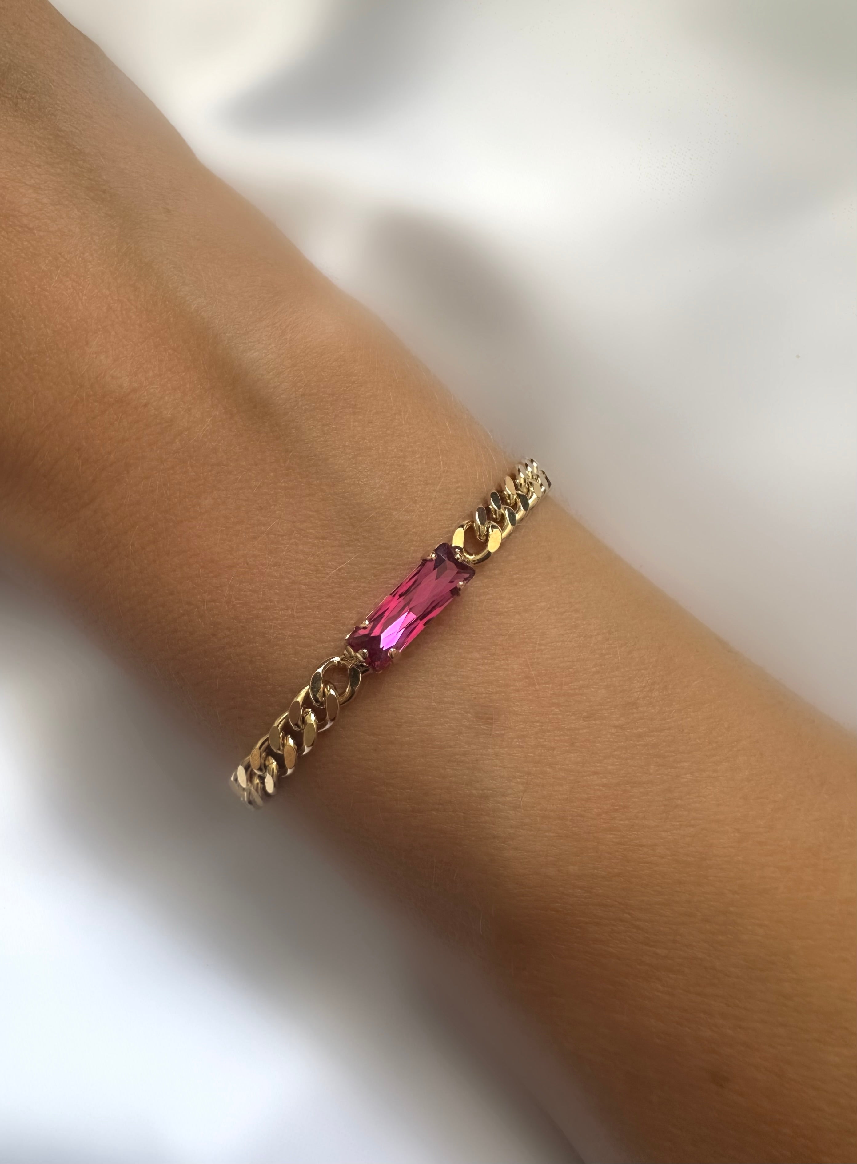 Chain Baguette Bracelet (Pink)