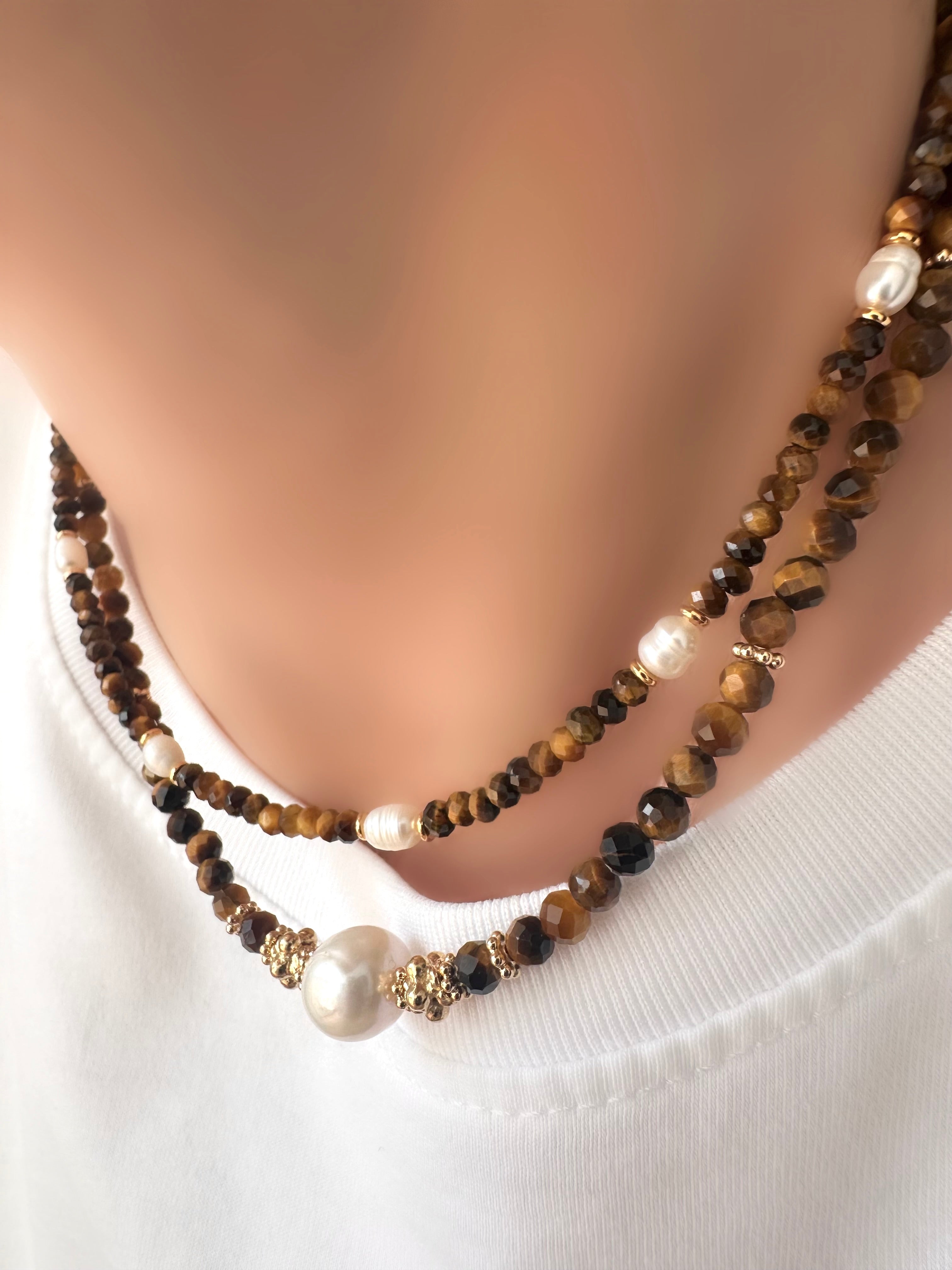 Collar Stones Ronda Tiger Eye (Pearl)