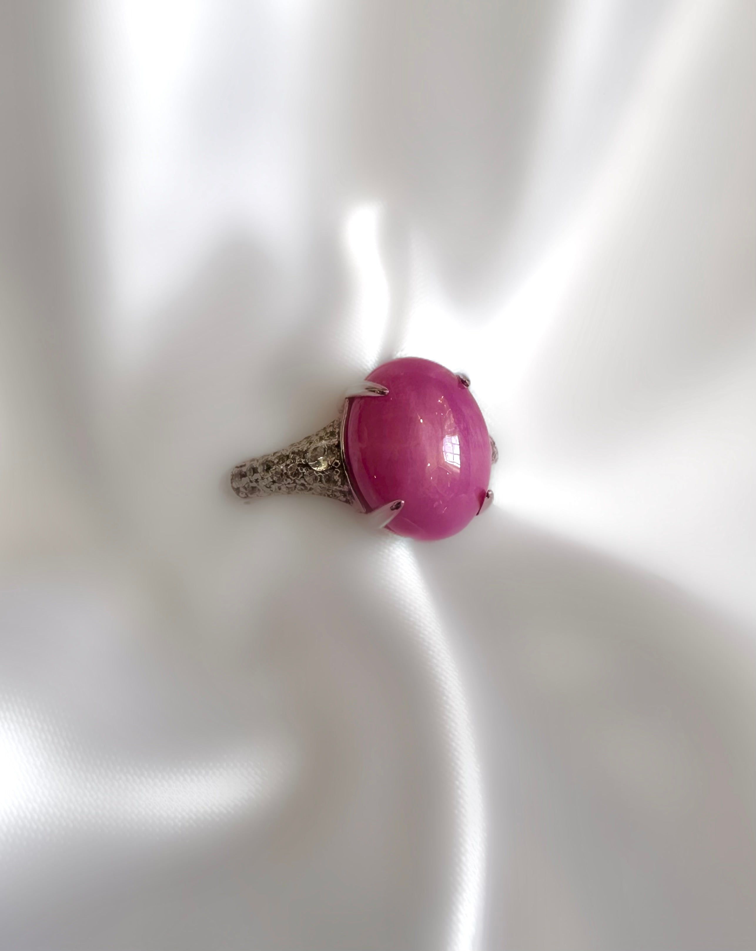 Energy Ring (Pink Moonstone) (925 Silver)