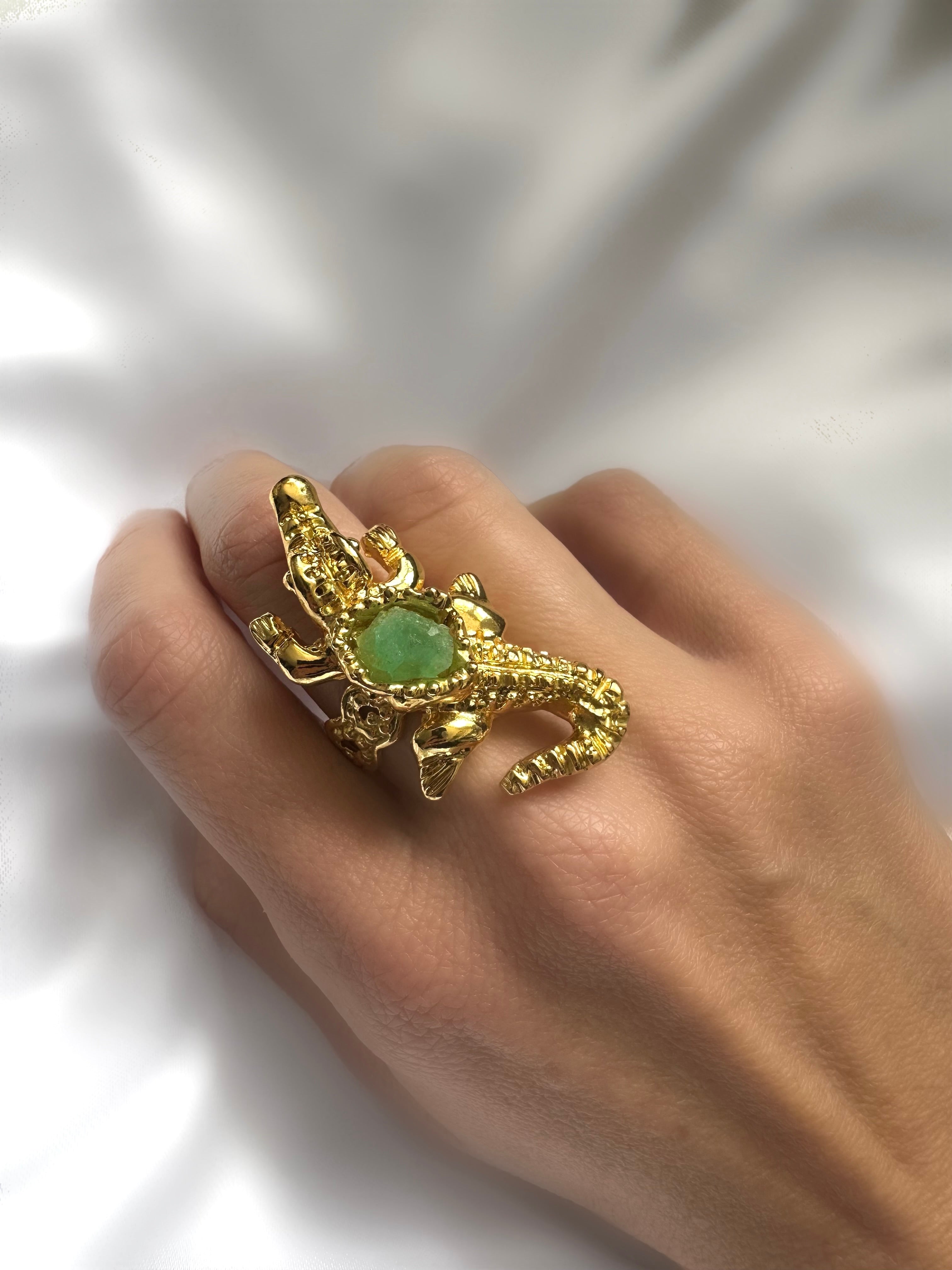 Emerald Crocodile Ring