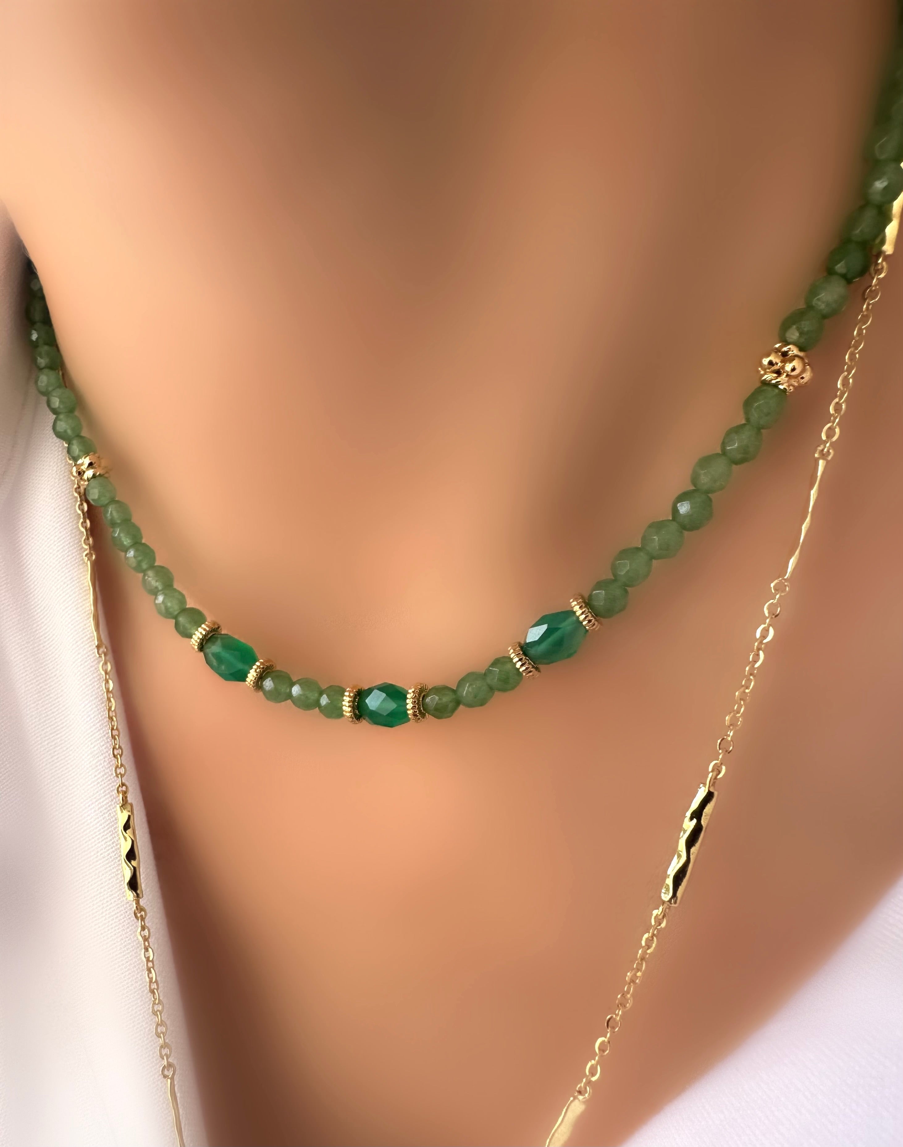 Mint Stones Necklace (Aventurine and Onyx)