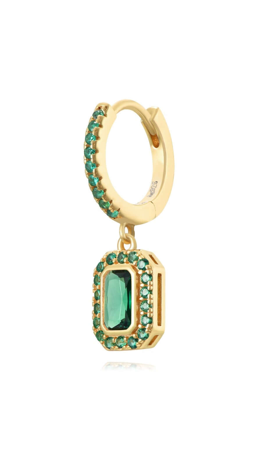 Le Marshand®  -  Joyería en plata 925, chapado en Oro 24K - Arito Broche verde - Diseños propios - Brazaletes, pulseras, collares y pendientes - Joyería online - Mallorca