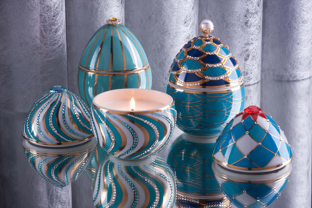 Spiral Blue Egg Candle (220gr)