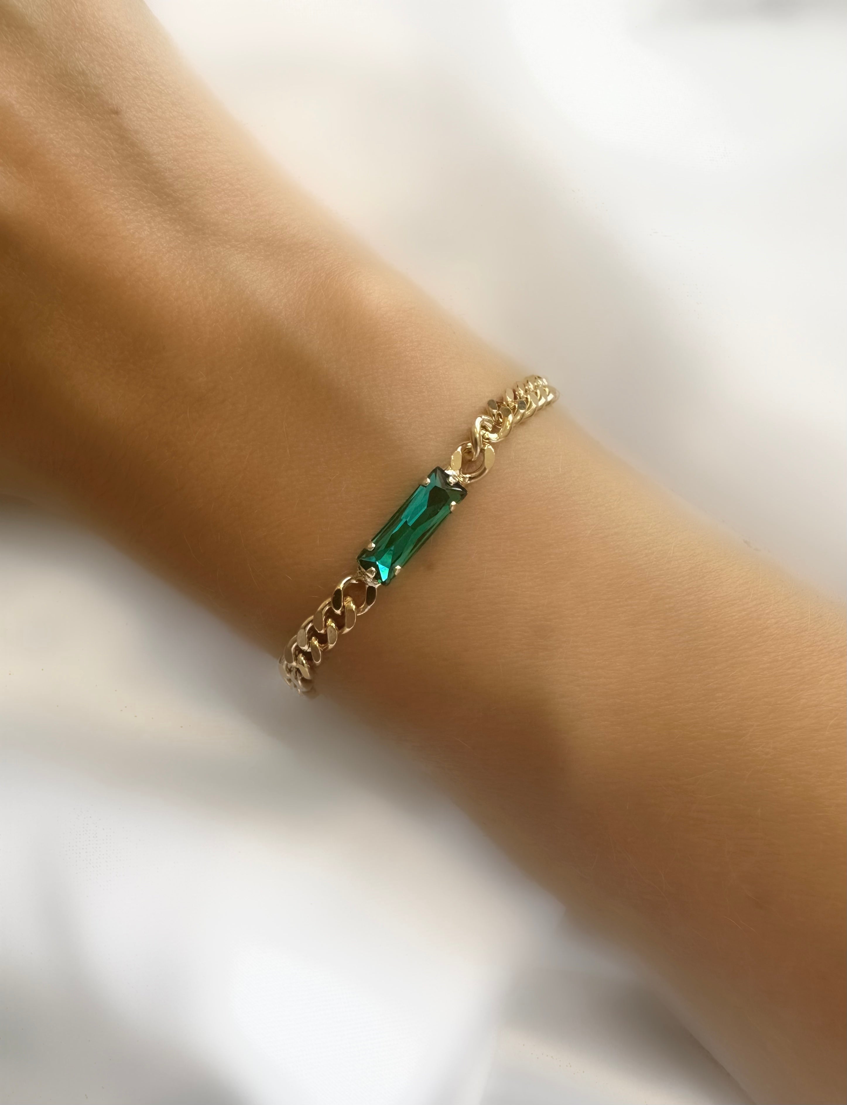 Chain Baguette Bracelet (Green)