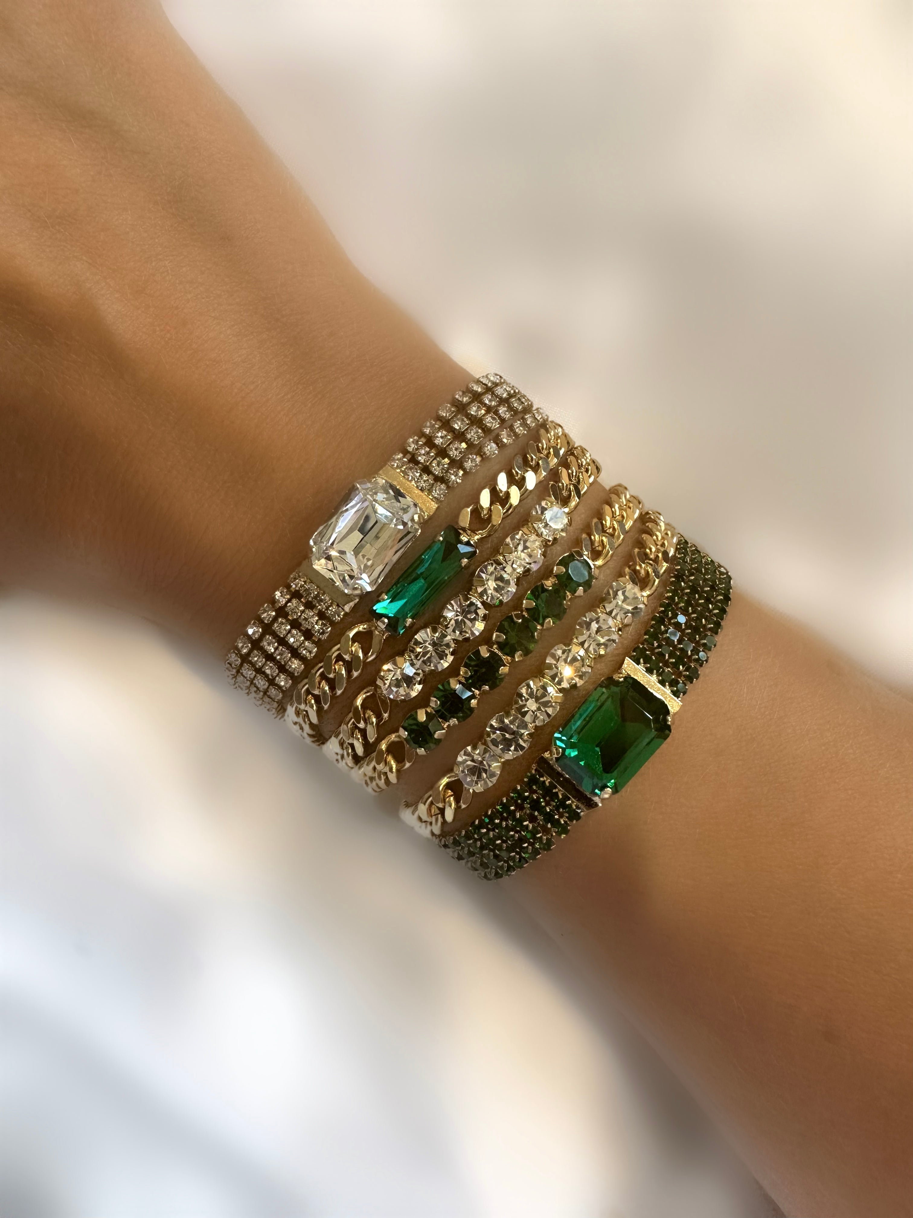 Chain Baguette Bracelet (Green)