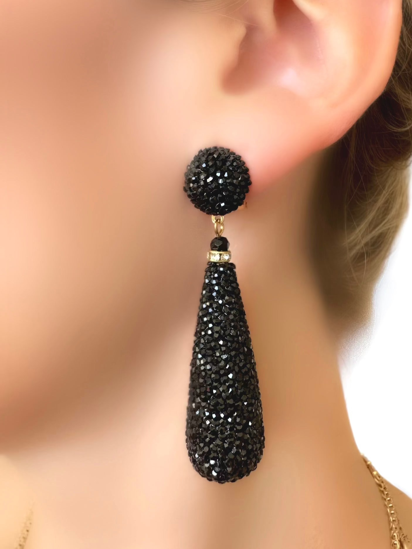 Pendientes Lágrima Cristal (Negro)