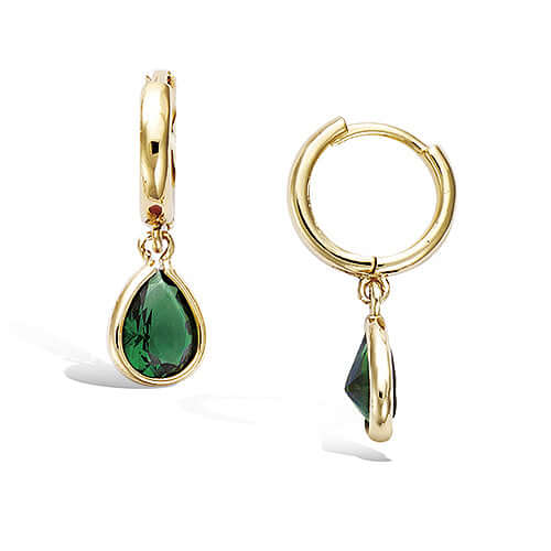 Le Marshand®  -  Joyería en plata 925, chapado en Oro 24K - Arito Gota grande verde - Diseños propios - Brazaletes, pulseras, collares y pendientes - Joyería online - Mallorca